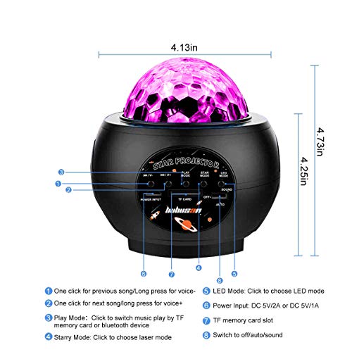 Star Light Projector Galaxy Projector BUBUSAN Skylight Light for Bedroom Ceiling,LED Starry NightLight Moving Ocean Wave Lamp with Remote, Bluetooth Music Speaker for Kids and Adults.