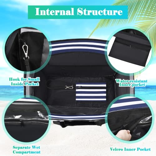 JUYANO Large Beach Bag with Zip, Waterproof Swimming Bag, Beach Bag, XXL Family Travel Bag, Beach Tote Bag, Shopper for Beach, Pool, Gym, Travel, 45 L
