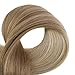 Fshine 18inch Balayage Remy Tape in Hair Extensions Color #12 Fading to #18 and #60 Glue in Extensions Human Hair 20pcs 50g