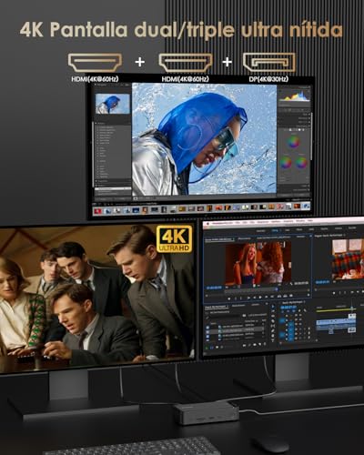 WAVLINK Triple Display Dock, 12-in-1 USB Docking Station with M.2 PCIe/SATA SSD Enclosure, 100W Power Delivery Charging Support, HDMI/DP 8K@30Hz, USB C/A, SD/TF and Gigabit for Windows and Mac OS