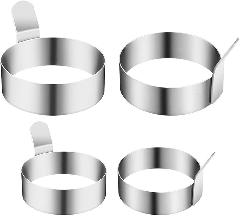 vivioi Egg Ring Stainless Steel Omelet Mold Egg Cooking Rings Fried Egg Maker Eggs Mold Non-Stick For Bread Poached Egg Hamburgers Fried Egg Kitchen Utensil Tools