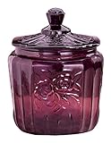 Miles Kimball Amethyst Depression Style Glass Biscuit Jar