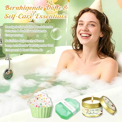Birthday Gift for Women, Relaxation Spa Gift Set, Women's Birthday with 40 oz Stainless Steel Wine Cup & Cuddly Blanket, 18, 30, 40, 50, 60, 70 for Girlfriend, Sister, Mum, Daughter, Wife, Grandma