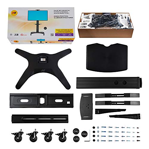NB North Bayou Mobile TV Cart TV Stand with Wheels Mount for 32-65 Inch LCD LED OLED Plasma Flat Panel Screens Aluminum (Black)