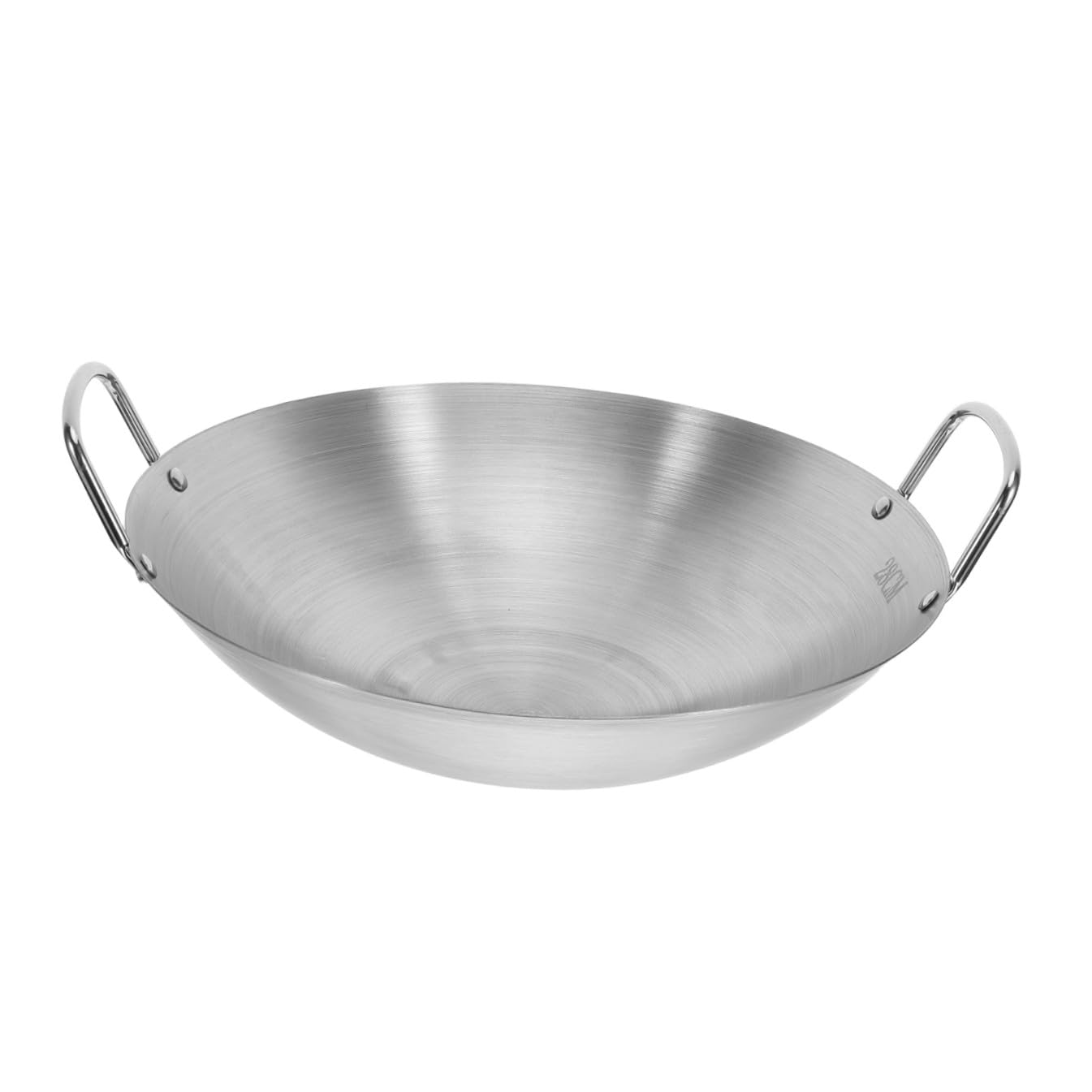 YARNOW Stainless Steel Double Handle Wok Round Bottom Cooking Pan for Home and Restaurant Use Polished Smooth Surface Even Heat Distribution Kitchen Supply for Stir Fry BBQ and Sichuan