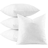 MIULEE Pillow Inserts 20x20 Inch Set of 4, Feather Mix Polycotton with Cotton Fabric Square Decorative Throw Pillows for Couch Bed Sofa