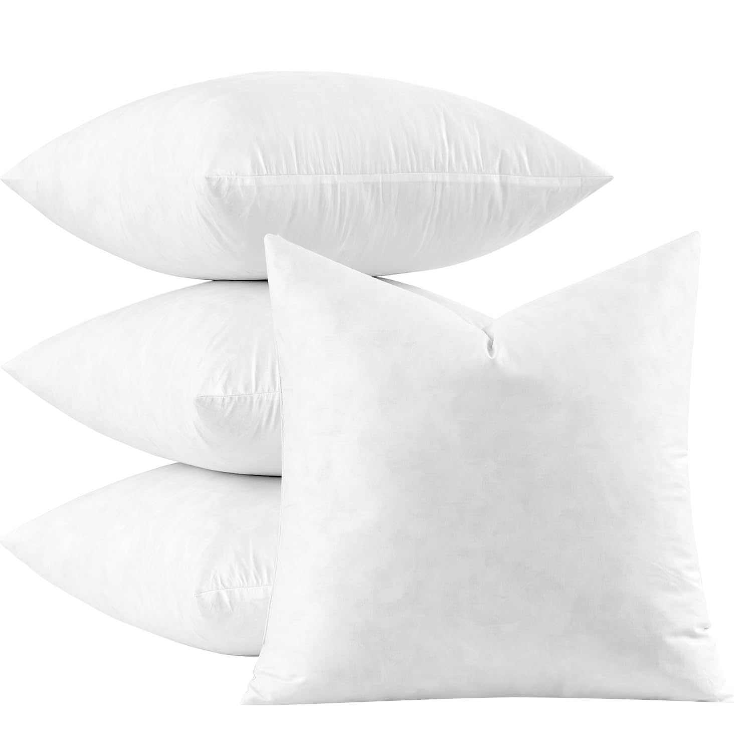 Photo 1 of MIULEE Pillow Inserts 18x18 Inch Set of 4, Feather Mix Polycotton with Cotton Fabric Square Decorative Throw Pillows for Couch Bed Sofa
