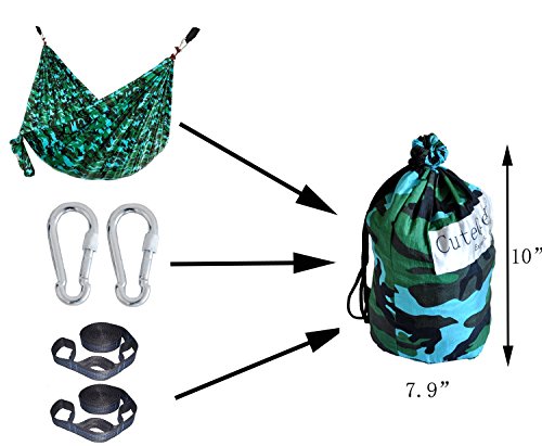 Cutequeen TRADING double Nest Parachute Nylon Fabric Hammock With Tree straps;Color Camouflage