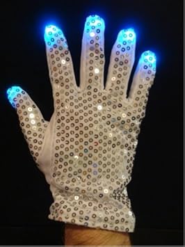 LED Flashing Multi-mode Silver Glitter Multicolor Raver Glove, Right Hand Only
