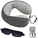 Memory Foam Travel Pillow - Airplane Neck Pillow with Washable Cover, Ear Plugs and Eye Mask for Superior Comfort Breathable Pillow Gray by The Comfort Brand