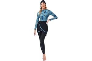 OLEMEK Women Burkini Swimsuits Women Modest Muslim Swimwear Hijab Sport Long Sleeves Swimsuit 3pcs