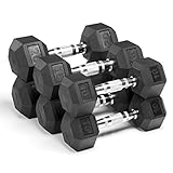 XMark Fitness, Premium Quality, Rubber Coated Hex Dumbbells are Built Tough, Built to Last - Sold in Sets (3 Pair: 10, 15, and 20 lbs. - Total 90 lbs.)