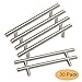 Gobrico 30 Pack Brushed Nickel Cabinet Hardware Euro Style Bar Cabinet Handles Drawer Pulls and Knobs Satin Nickel- 5