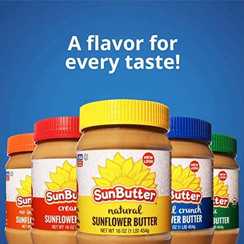 SUNBUTTER NO SUGAR ADDED SUNFLOWER SEED BUTTER, 16 OZ (6 PACK OF 6) – NUT FREE SPREAD WITH 7G PLANT-BASED PROTEIN, ROASTED RICH & SAVORY FLAVOR, SMOOTH TEXTURE, VEGAN, KOSHER & NON-GMO