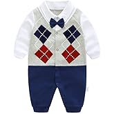GORBAST Newborn Baby Boys' Gentleman Romper Clothes Suit Long Sleeve Jumpsuit Outfit with Bow Tie
