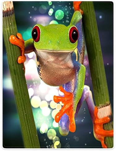Yisumei Blanket Blankets Soft Flannel Soft Fleece Blanket Bed Throw Frog Bamboo, Polyester, White, 125x150 cm