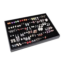 Glitterymall Black Velvet 60 Pairs Stud Earring