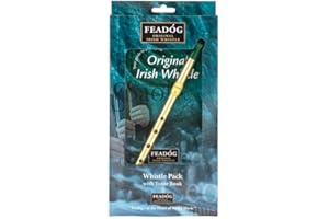 Feadóg Brass Traditional Irish Tin Whistle in the Key of D with Tutor Book