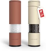 LARS NYSØM Salt & Pepper Grinder Set Manual Stainless Steel Red/Beige 18.7 cm