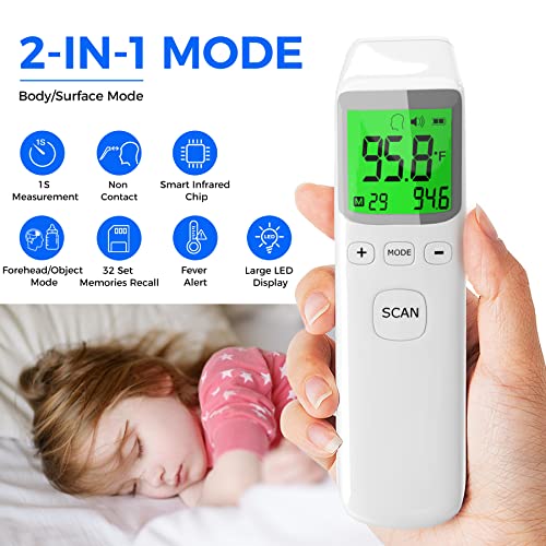WRTEE NoTouch Forehead Thermometer, Digital Infrared Thermometer for