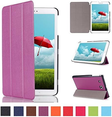 Zaneeta Slim Folding Leather Protective Case for 9.6-Inch Samsung Galaxy Tab E / Tab E Nook, Purple