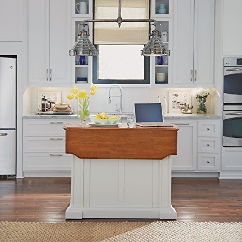 Homestyles Americana Kitchen Island With Wood Top And Drop Leaf