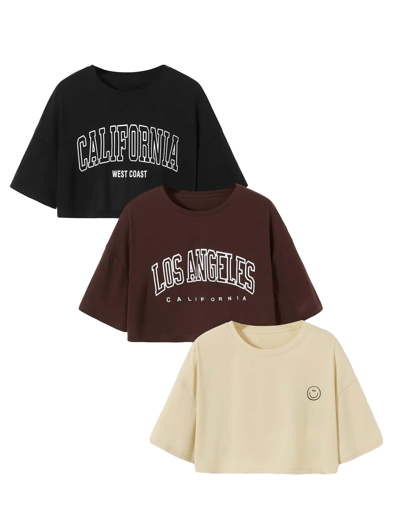 BLACKCHANSTD Drop Shoulder Letter Graphc Crop Tee
