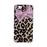 EVERMARKET(TM) Bling Shiny 3D Pink BOW Leopard Key Case Cover for Apple iPhone 6 Plus 5.5 inch