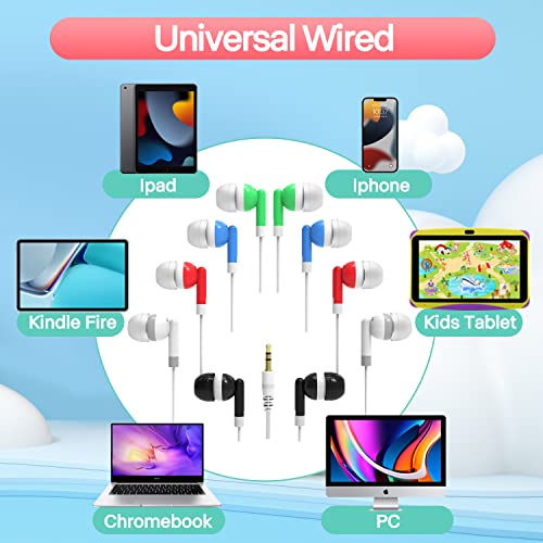 Hongzan 100 Pack Classroom Earbuds Headphones Bulk for School Kids Children, Wholesale Durable