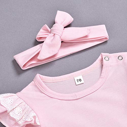 Little Story Children's Long-Sleeved Frill Hakama + lace Trousers + Headband Three-Piece suitInfant Baby Kids Girls Lace Pink