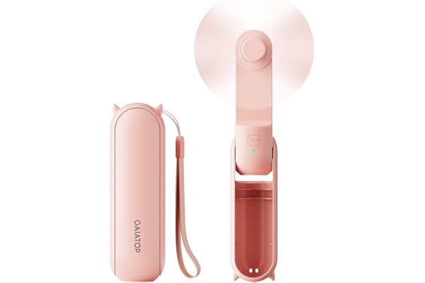 Gaiatop Portable Handheld Fan, Foldable Small Fan, Mini Hand Held Fan with USB Rechargeable 2000mAh Battery, Eyelash Fan for 