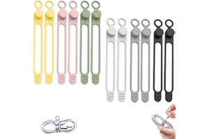 JIEXILY Data Cable Organizer, 2025 New Elastic Silicone Cable Straps Cord Organizer, Reusable Cable Ties Wire Organizer for Bundling and Fastening Earphone, Phone Charger (12 Pcs)