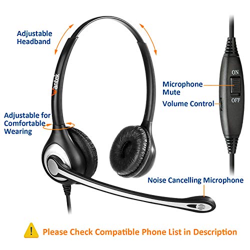 Wantek Telephone Headset with Microphone Noise Cancelling, Office Phone