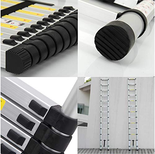 DICN Multipurpose Folding Ladder Aluminum 12.5FT 3.8M Extension Ladders 330lb Max Load for DIY Builder Work Decoration Indoor Outdoor Easy to Store