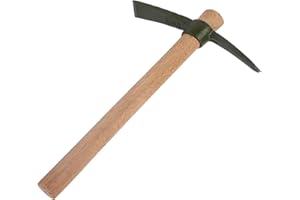 rosyquarz Forged Heat Treated One Piece Intact cast Iron Hoe,Weeding Garden Pick Axe,for Gardening,Camping and Outdoors Climbing Pickaxe