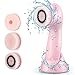Electric Facial Cleansing Brush, 3 Brush Heads with 2 Power Modes - Rechargeable Face Cleanser Waterproof, Spin Face Brush for Deep Cleansing, Gentle Exfoliating and Massaging(Pink)