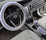 Pesp® Non-slip Car Decoration Steering Wheel Handbrake Gear Shift Cover Plush New (Blue)