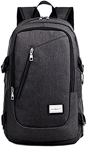15.6 Inch USB Charging Port Backpack for Men Women Water Resistant School Students Bookbag AM SeaBlue (Black)
