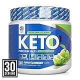 Exogenous Ketones Supplement with Beta Hydroxybutyrate BHB Salts for Ketogenic Diet - Keto Powder Drink to Help Reach Ketosis, Weight Control, Reduce Stress, Boost Energy (Sour Apple, 30 SRV)