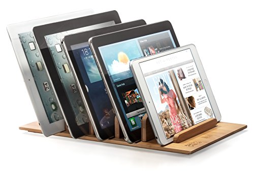 Prosumer's Choice Natural Bamboo Charging Station Rack Valet Dock Organizer for Smartphones and Tablets - Thumbnail 5