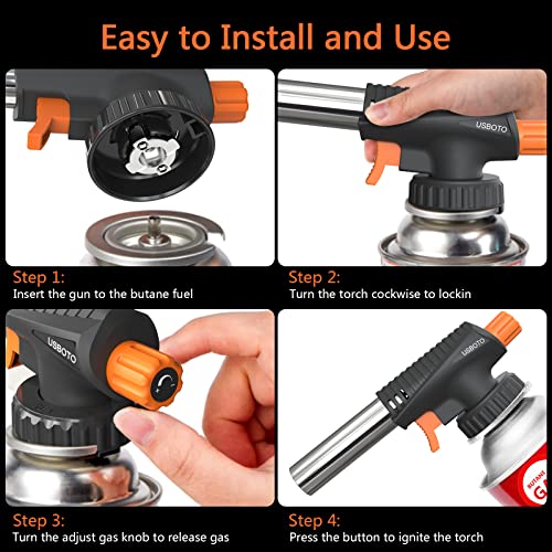 Butane Blow Torch Kitchen Lighter Head Refillable Cooking Creme Brulee