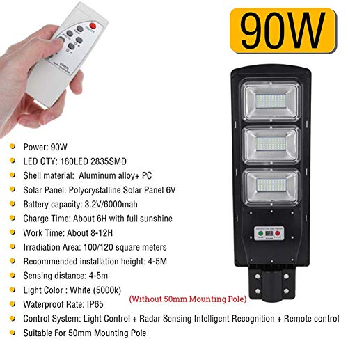 SZYOUMY Outdoor Solar Street Light,180LED Solar Light PIR Motion Sensor Remote Control Wall Lamp Solar Street Lights with Radar Sensor,Waterproof IP67 Dusk to Dawn Outdoor Street Area Road (90 watts) - Thumbnail 3