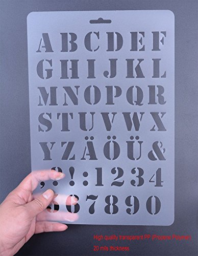 Easonove Set of 6 Alphabet Letter and Number Drawing Painting Stencils Scale Template for Planner/Notebook/Diary/Scrapbook/Journaling/Graffiti/Card DIY Drawing Painting Craft Projects - Thumbnail 3