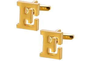 HAWSON A-Z Initial Cufflink for Men, Classic 18k Gold Silver Black Letter Alphabet Monogram Cuff Links for Wedding Business Party Party