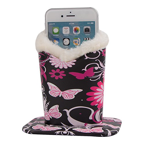 PG6 Plush Lined Eyeglasses Holder Stand Case Protective Glasses Case for Desks, Butterfly