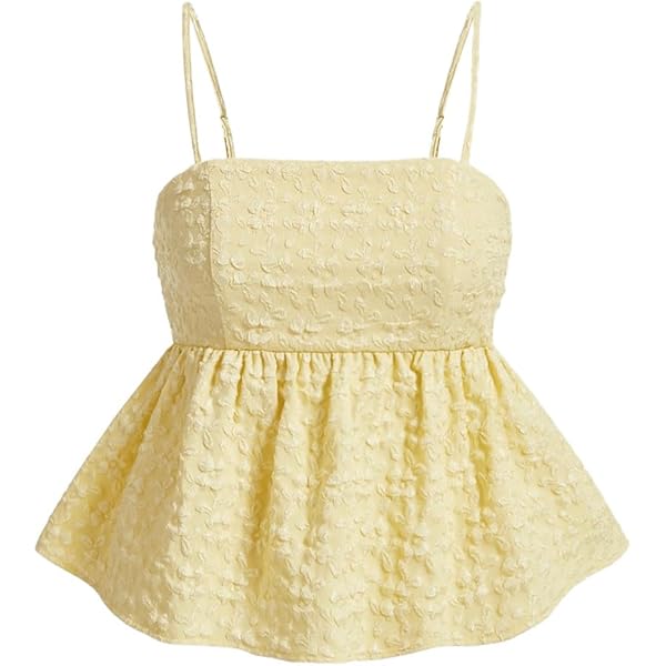 SOLY HUX Women's Spaghetti Strap Ruffle Hem Peplum Cami Top