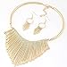 Necklace, New Luxury Womens Metal Tassels Pendant Chain Bib Necklace Earrings Jewelry Set Mchoice (Gold)