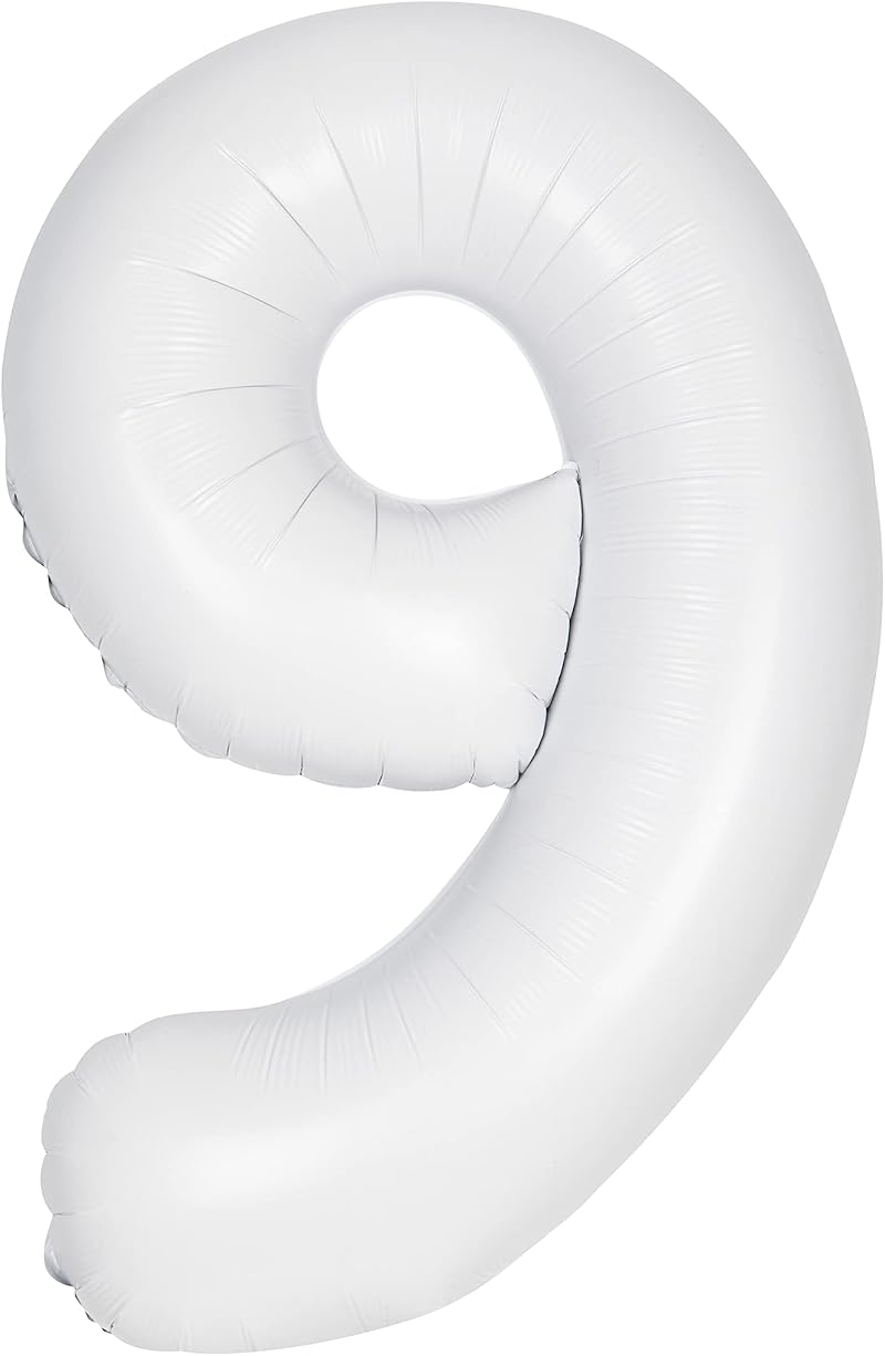 Unique Giant Foil Number 9 Balloon 86 cm Matte White
