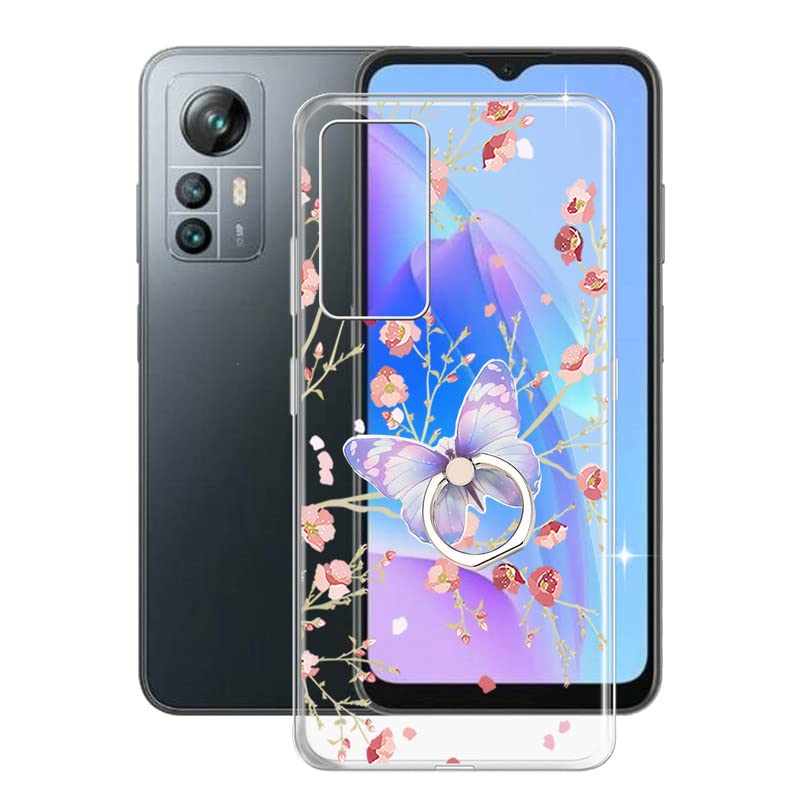 KJYF Phone Case for Blackview A85 (6.50"), Soft Shockproof Shell Bumper Cover with 360° Rotation Ring Kickstand, Cute Pattern Design for Girl Woman, for Blackview A85 Clear Case - WM84