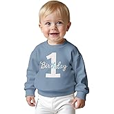 AFUKUIA First Birthday Sweatshirt for Baby Boy 1st Birthday Embroidery Pullover Shirt Crewneck Long Sleeve Fall Winter Outfit